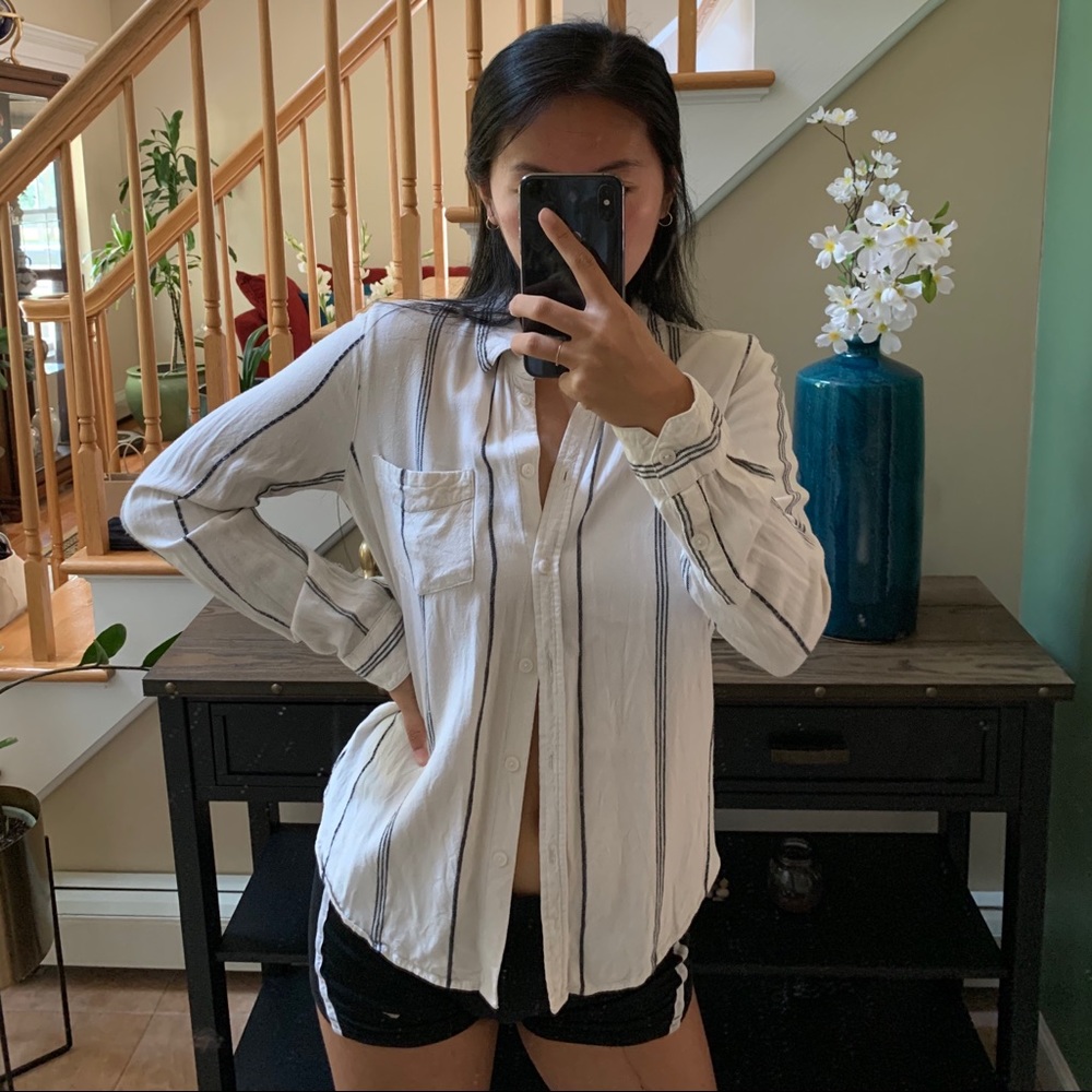 ivory/cream striped button down shirt
